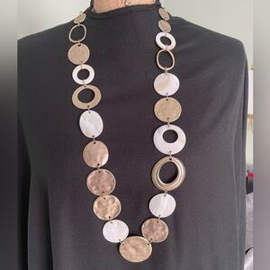 Chico's Gold and Cream Circle Necklace